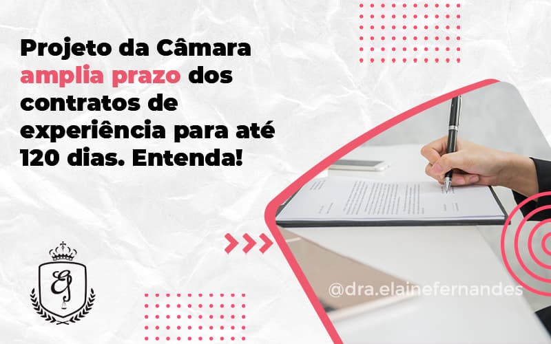 Projeto Da Câmara Amplia Prazo Dos Contratos De Experiência Para Até 120 Dias. Entenda! Elaine - Escritório de Advocacia em Várzea Paulista - SP | Dra Elaine Fernandes